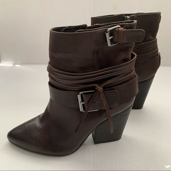 Vince Camuto Rhiannon Buckle Ankle Boot Dark Brown - Picture 2 of 11